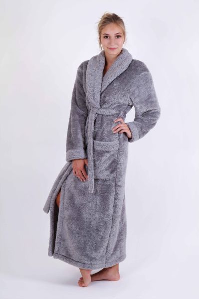 ALTA dlouhý unisex župan se šálovým límcem, Šedá, vel. S, galerie